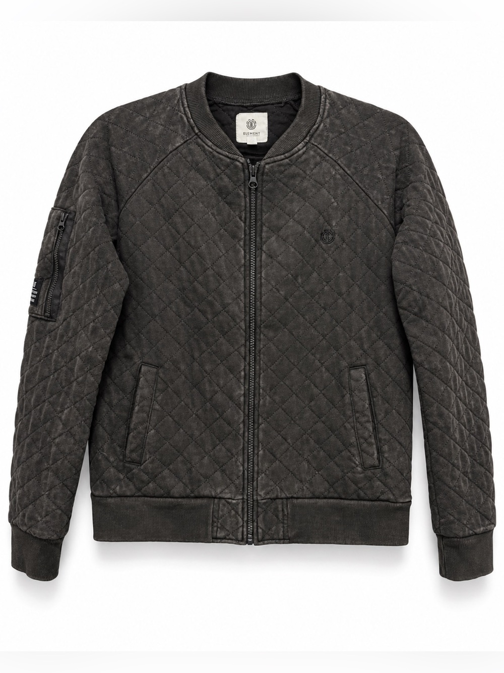 Element Quilted Bomber Jacket Black Gray Small Zip Front